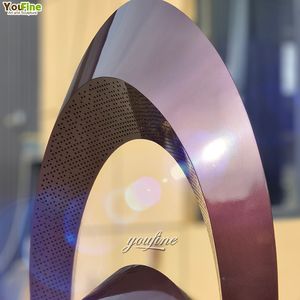 कला शहरी परिदृश्य आउटडोर बगीचे अमूर्त स्टेनलेस स्टील आधुनिक लूप की अंगूठी मूर्ति - Product Image 5