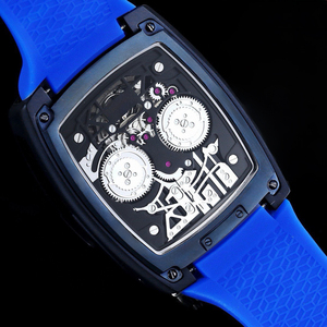 Montre automatique mécanique de luxe unisexe de haute qualité, style supercar, avec bracelet en caoutchouc bleu personnalisé et boîtier squelette en acier inoxydable, collection 2026 - Product Image 5