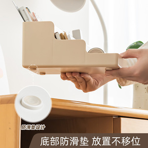 <b>Stepped</b> Compartment Pen Holder Storage <b>Box</b> White Plastic For Student Desk Stationery Organization - Product Image 5
