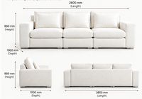 Canapé 3 places personnalisable en tissu haut de gamme, design moderne, mobilier de salon