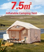 4 Saisons 7.5 ㎡   Tente de camping gonflable d'extérieur avec 2 portes, 2 fenêtres, en coton Oxford, imperméable, protection solaire, tente de glamping chaude