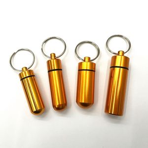 Outdoor Camping Travel Portable Waterproof Aluminum Drug Holder Pill Box Case Bottle Storage Container with Keychain