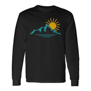 T-shirt à manches longues Nature Sunrise Mountains, vêtements de randonnée, de camping et de plein air - Product Image 1