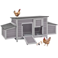 Poulailler en bois de grande taille pour l'extérieur, cage robuste pour poules, canards, cailles avec 2 nichoirs indépendants, toutes saisons