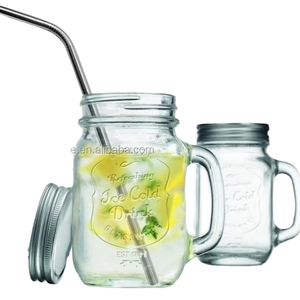 Bán Buôn 450Ml Thủy Tinh Trong Suốt Cup Cho Đồ Uống Tự Làm Ống Hút Thủy Tinh Xử Lý Kín Mũ-<span class=keywords><strong>Mason</strong></span> Lọ Cho Sữa Trà Nhà Bếp Stotage - Product Image 3