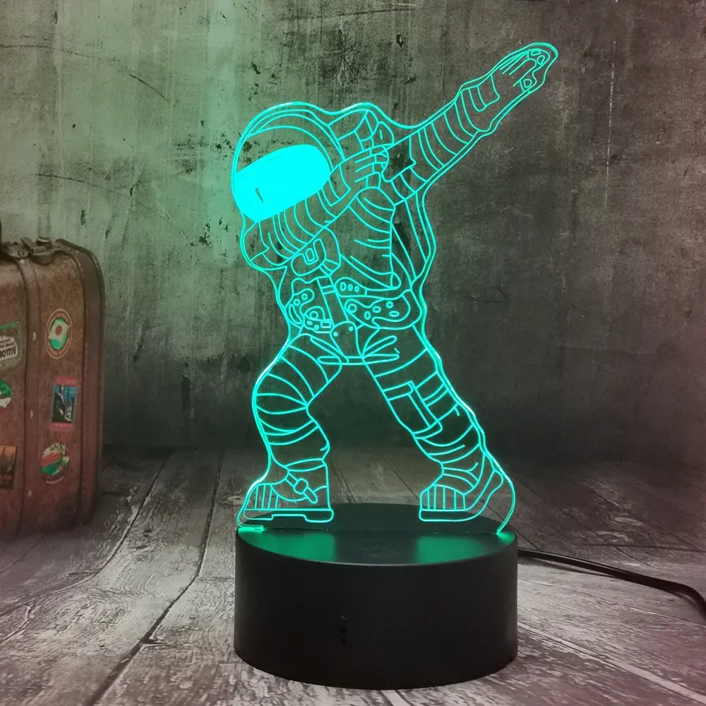Cosmonaut-luces de ambiente para habitación de niños, lámpara óptica LED 3D DE ACCIÓN divertida que inspira la nostalgia científica de los niños