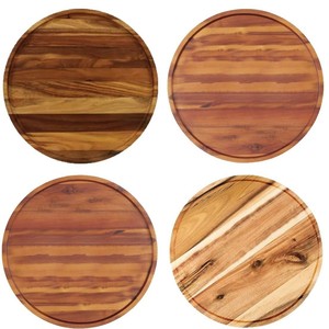 Xuyuan Double Layer Round Wooden Serving Tray Solid Wood Multifunctional For Home Parties Tea Display - Product Image 2