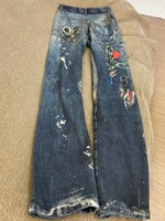 Jeans en denim ample, taille double personnalisée, style tête de chat, jeans à la mode pour hommes, 70% coton, 30% polyester
