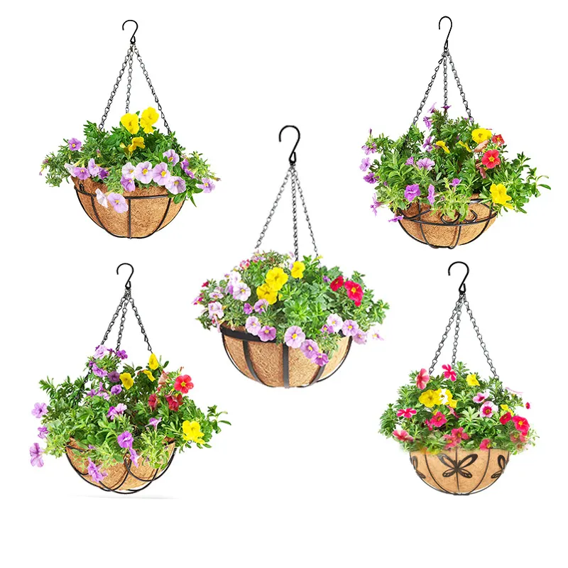 Metalen Hangende Plantenbak Mand Kokospot Ronde Kokos Hangende Mand Voor Tuinplanter