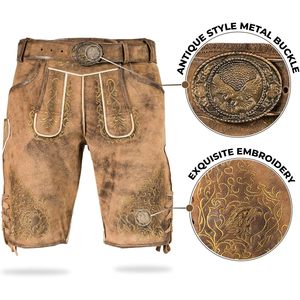Auténticos Pantalones Cortos de Cuero para Hombre, Trajes de Oktoberfest, Estilo Tradicional Alemán, Cortos - Product Image 2