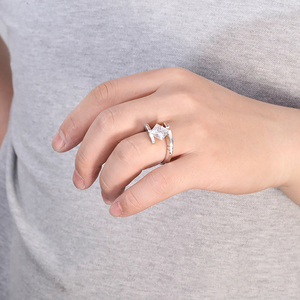 Bague de fiançailles et de mariage <span class=keywords><strong>NAYAN</strong></span> Fine Jewelry, sur mesure pour homme, diamant de laboratoire taille princesse, couleur E, clarté VVS, or blanc massif 18 carats - Product Image 5