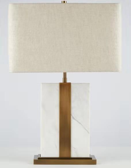 White curved lampshade+ white marble