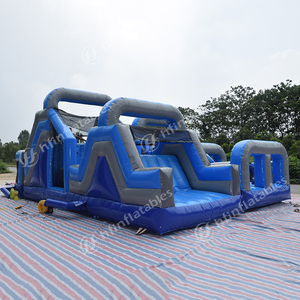 Campo de obstáculos inflable combinado con trampolín, toboganes de juegos de parque - Product Image 2