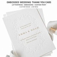 Carte de remerciement de mariage gaufrée, impression typographique, carte de vœux personnalisée pour cadeau du marié et de la mariée, faible MOQ