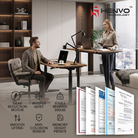 Bureau électrique réglable en hauteur HENVO, double moteur, poste de travail assis-debout, commande intelligente, bureau à domicile, plateau en acier personnalisé