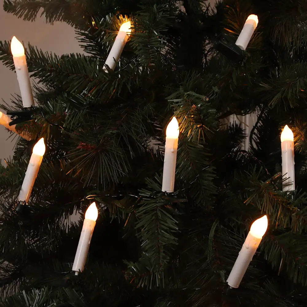 380cm 20 decorazioni a Led luci di stringa di candela senza fiamma bianche calde con clip per alberi decorazione natalizia