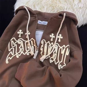 Sifot Venta al por mayor de algodón con logotipo personalizado Sudadera en blanco Diseñador Zip Neck Black Full Zip Up Hoodie - Product Image 2