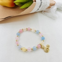 Bracelet à breloques en forme de souris de dessin animé en pierre naturelle de haute qualité pour filles, cadeau de fête des mères, vente en gros de bijoux