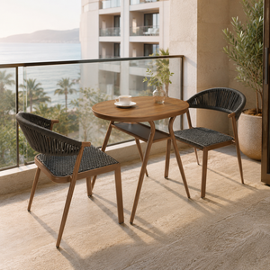 Ensemble <span class=keywords><strong>de</strong></span> salle à manger d'extérieur commercial FLD1025, design moderne, structure en <span class=keywords><strong>aluminium</strong></span>, imperméable, non pliable, 2 chaises, mobilier <span class=keywords><strong>de</strong></span> patio pour hôtels - Product Image 2