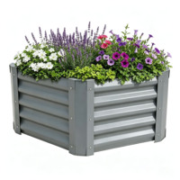 Bac à légumes surélevé en acier galvanisé 130x130x45cm, hexagonal, en métal, pour jardin potager à domicile