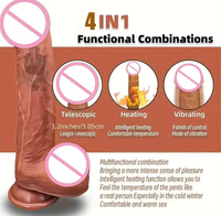 Vente Flash : Jouet Sexuel Télécommandé en Silicone Liquide Chauffant, Réaliste, Grand Dildo Clitoridien, 9 Fréquences de Vibration, Télescopique et Oscillant