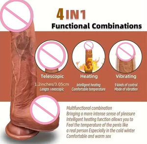 Hot Sale Remote Control Liquid Silicone Heating Sex Toys Realistic Big Clitoris Dildo 9 Frequency <b>Vibrations</b> Telescopic Swing - Product Image 4