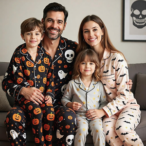 Ensemble de pyjamas assortis pour la famille pour Halloween, imprimé citrouille, crâne, fantôme, manches longues, vêtements de nuit doux, pyjamas pour adultes et enfants - Product Image 2