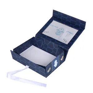 Роскошная Складная ленточная Магнитная Подарочная коробка для шоколада с прозрачным окном pvx Складная упаковочная коробка
