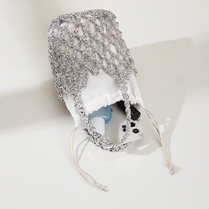 <span class=keywords><strong>Borsa</strong></span> Cosmetica Glitterata all'Uncinetto Traforata Stile Nazionale da Donna, <span class=keywords><strong>Borsa</strong></span> Artigianale Carina per Bambini, <span class=keywords><strong>Borsa</strong></span> da Spiaggia Fatta a Mano - Product Image 3