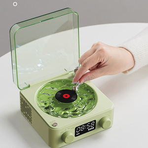 Lecteur de disques vinyles rétro avec haut-parleur, horloge numérique et aide au sommeil à bruit blanc, audio portable de bureau pour la décoration intérieure et les cadeaux - Product Image 4