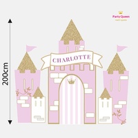 Décorations de fête d'anniversaire pour enfants, thème Château de Princesse et Calèche Citrouille, design de dessin animé, toile de fond pour zone de danse et zone d'accueil KT
