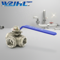 Válvula de Bola de Tres Vías de Acero Inoxidable SS304/316, Tipo L, Rosca Hembra NPT/BSP, 1/2 Pulgada, Base OEM, Temperatura Normal/Media, Operación Manual