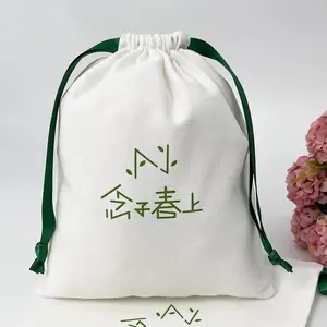 Custom logo printing soft cotton linen drawstring bags pouches cosmetics Essential oil candles gifts Packaging bags dus bags