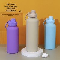 Botol Termos Stainless Steel 350ml Gaya Amerika, Mulut Lebar, Isolasi Vakum, Portabel, untuk Olahraga Luar Ruangan