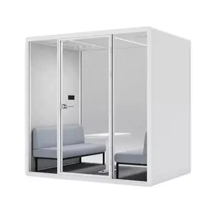 Beweegbare Geluiddichte Cabine Kantoor Privé Pods 4 Persoons Vergadering Pod Training Pod Geluiddichte Ingebouwde Natuurlijke Licht Ce Mini Vergadering