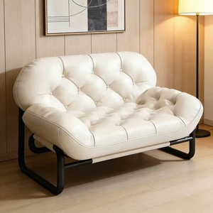 Sillón Individual Minimalista de Lujo Ligero, Sillón de Diseño Informal, Sofá Cremoso, Silla Negra de Estilo Medieval - Product Image 1