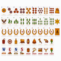 U.fun Ensemble de Mahjong Américain de Luxe Moderne, Série Cowboy Western, Tuiles en Acrylique Gravées Motifs Cactus et Fer à Cheval, Jeu pour 4 Joueurs à Domicile