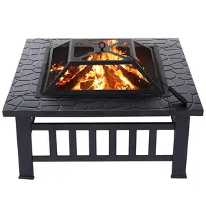 32 Zoll Eisen Große Feuerstellen Gusseisen Feuerstelle Moderne stilvolle BBQ Burn Pit Outdoor für Garten Patio Terrasse Camping Stand Herd