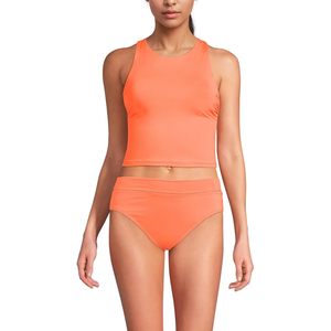 Women's Chlorine Resistant High Neck Racerback Midkini Swimsuit Top Sleeveless Spandex Polyester Competitive Swimwear - Product Image 1