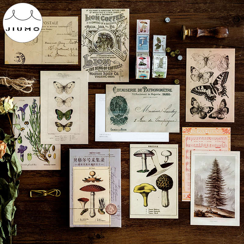 30 pz/scatola Antica Foresta Animali Piante Campione Cartolina Vintage Retro Stile di Scrittura Creativa Regalo di Auguri Cartoline