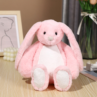 Nouveau style de jouet en peluche lapin à longues oreilles personnalisé avec logo de sublimation de Pâques, peluche lapin à ventre blanc, cadeau pour enfants