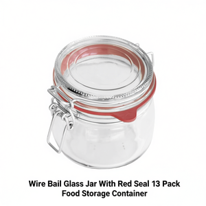 Pot en verre avec couvercle à ressort et joint rouge, lot de 13, pour le stockage alimentaire - Product Image 2