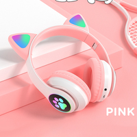 Auriculares inalámbricos con luz Flash y micrófono para niños y niñas, cascos con orejas de gato, LED, regalo