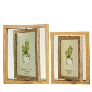 Decoración del hogar Color madera Mdf Material giratorio doble cara fotos insertar imágenes marco de fotos 5x7 - Product Image 2
