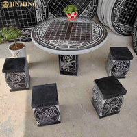 Table en pierre d'échiquier, lampe en pierre, table en pierre antique, tabouret en pierre, table ronde en marbre, table d'échecs, ornements de sculpture