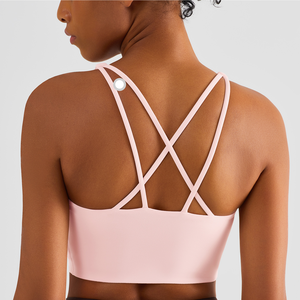 Comodo reggiseno da Yoga con cinturino incrociato in Nylon Spandex gilet da Fitness per la pelle con attrezzatura da allenamento semplice - Product Image 4