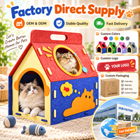 Maison pour chat en feutre portable avec poignée, pliable, pour intérieur, lit douillet pour chat, OEM, vente en gros de fournitures pour animaux de compagnie