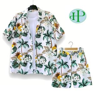 Ensembles de vêtements de plage haut de gamme Hawaï, séchage rapide, 2 pièces, chemise et short imprimés tropicaux pour les vacances d'été et les soirées à la piscine - Product Image 5