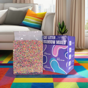 Vente en gros label privé litière <span class=keywords><strong>pour</strong></span> <span class=keywords><strong>chat</strong></span> arc-en-ciel tofu sable bentonite étape fraîche motif de boule agglomérante prix bon marché litière <span class=keywords><strong>pour</strong></span> <span class=keywords><strong>chat</strong></span> - Product Image 1