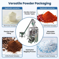 Poederverpakkingsmachine voor fruit, koffie, wasmiddel en specerijen, inclusief stickpack-vulling en verzegeling.